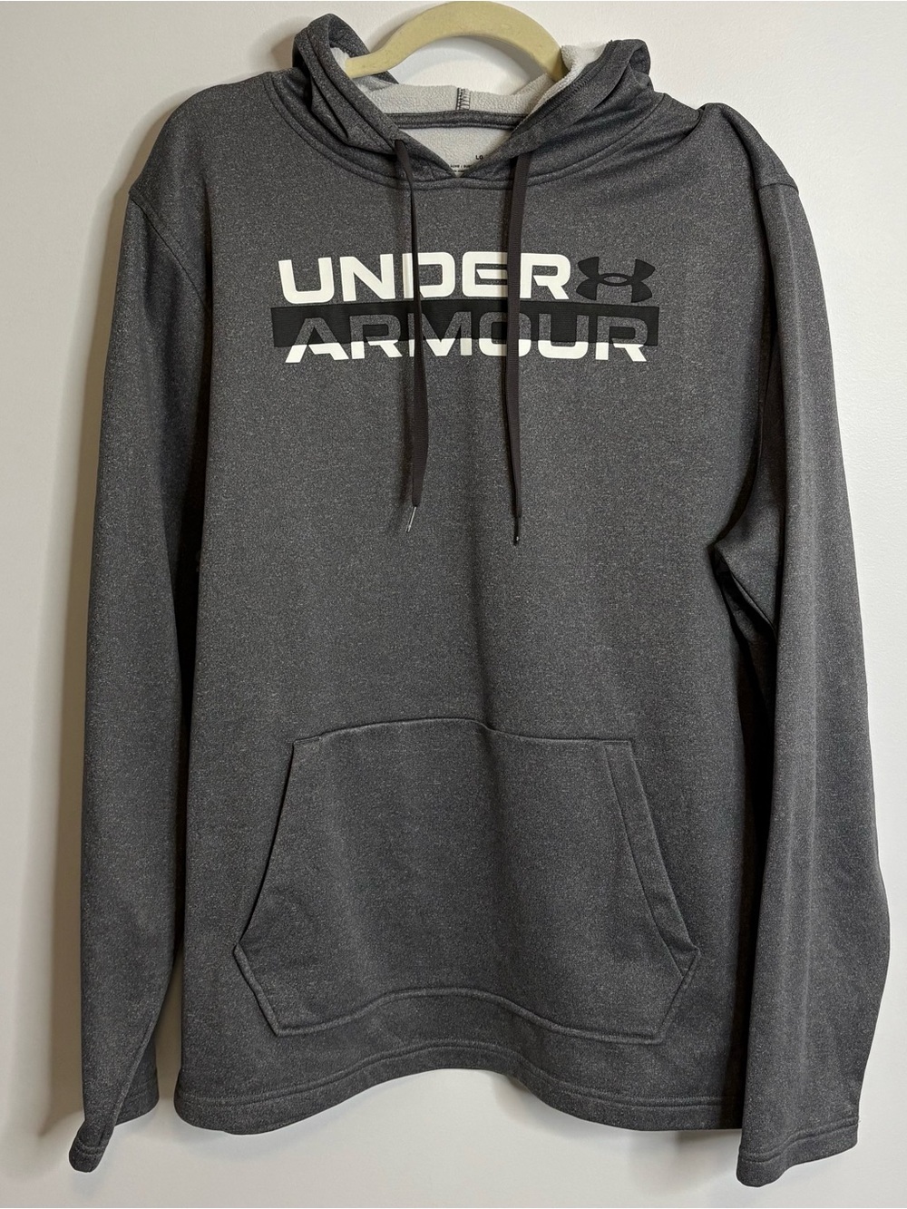 Under Armour Men's Dark Gray Hoodie with White Logo Size L